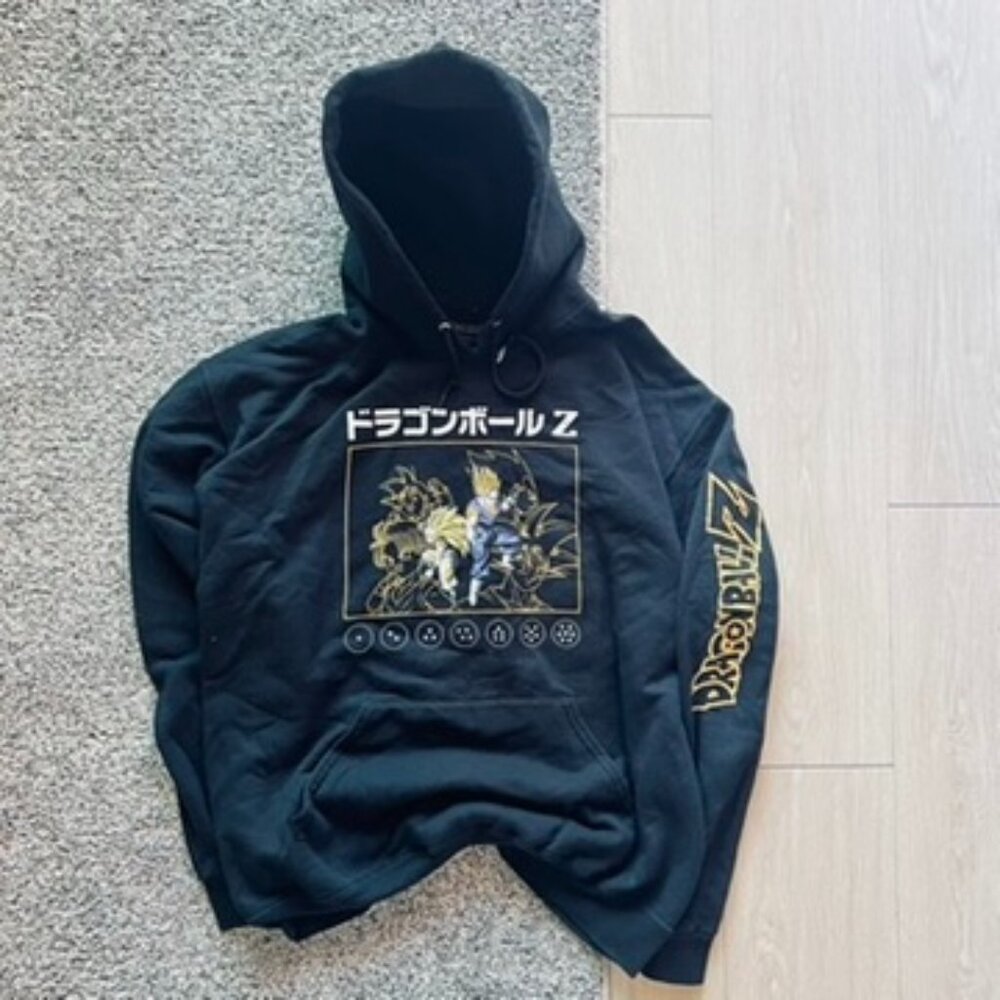 Dragon Ball Z Toei Animation Hoodie Men’s Large Black Faded